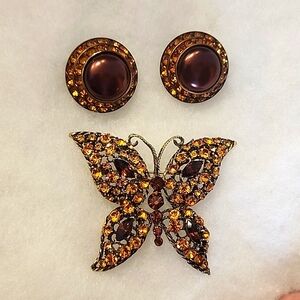 Butterfly Brooch & Matching Earrings (Vintage!)